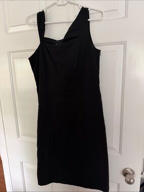 AGB Black Midi Sheath Dress with Wide Straps